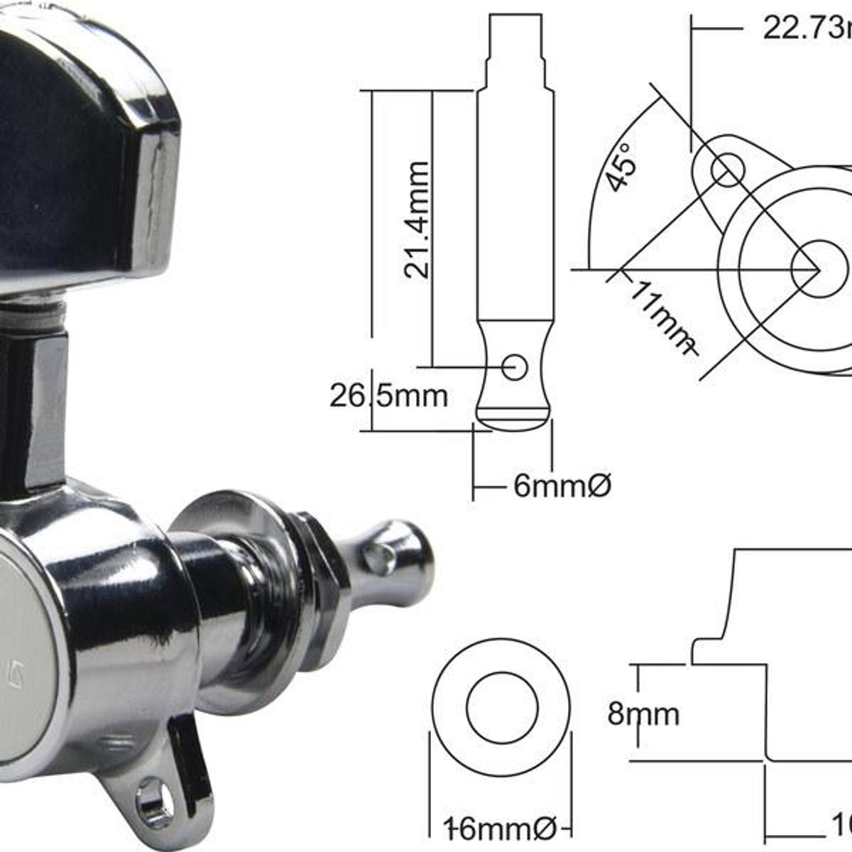 GOTOH Gitarmekanikk 3+3 Krom SG381-01c